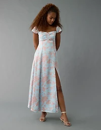Robe longue à épaules dénudées et décolleté en cœur satin AE
