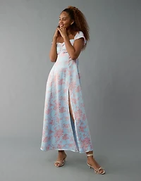 Robe longue à épaules dénudées et décolleté en cœur satin AE