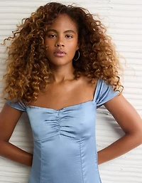AE Satin Sweetheart Off-The-Shoulder Maxi Dress