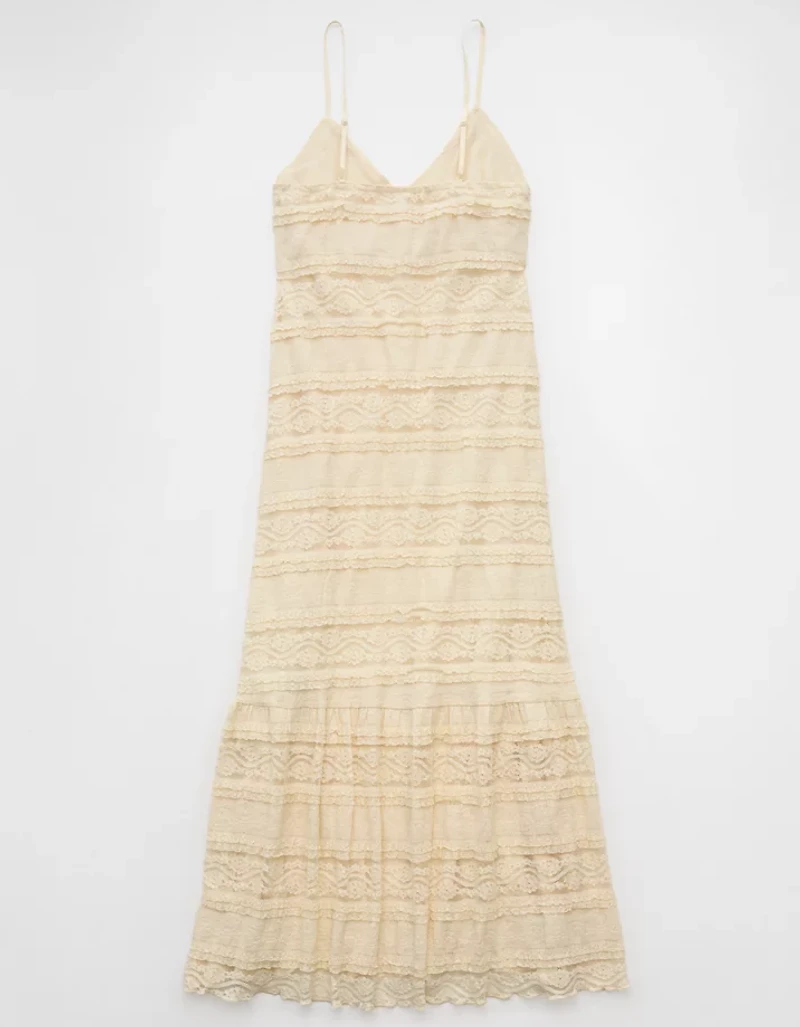 AE Lace V-Neck Tiered Midi Dress