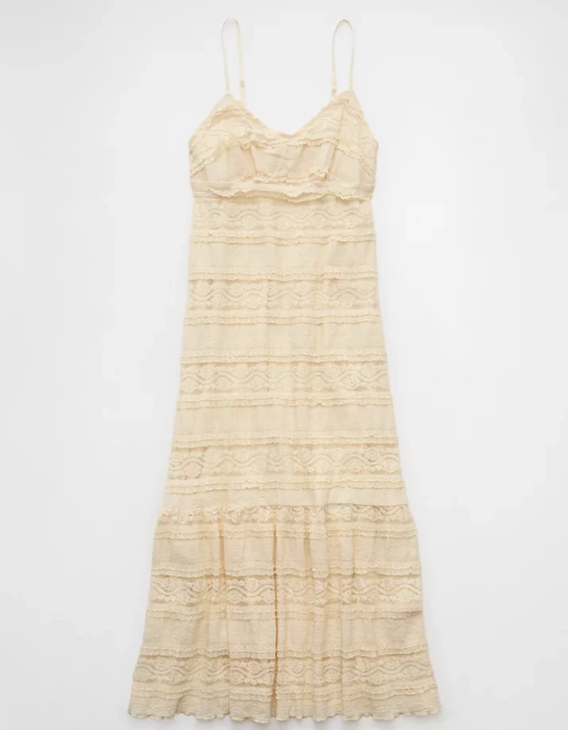 AE Lace V-Neck Tiered Midi Dress