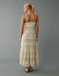 AE Lace V-Neck Tiered Midi Dress