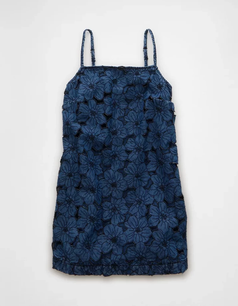 Minirobe tube en denim à motif floral AE