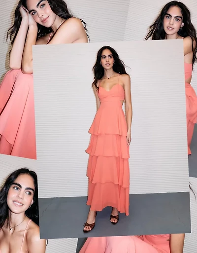 Robe longue étagée à ouverture AE