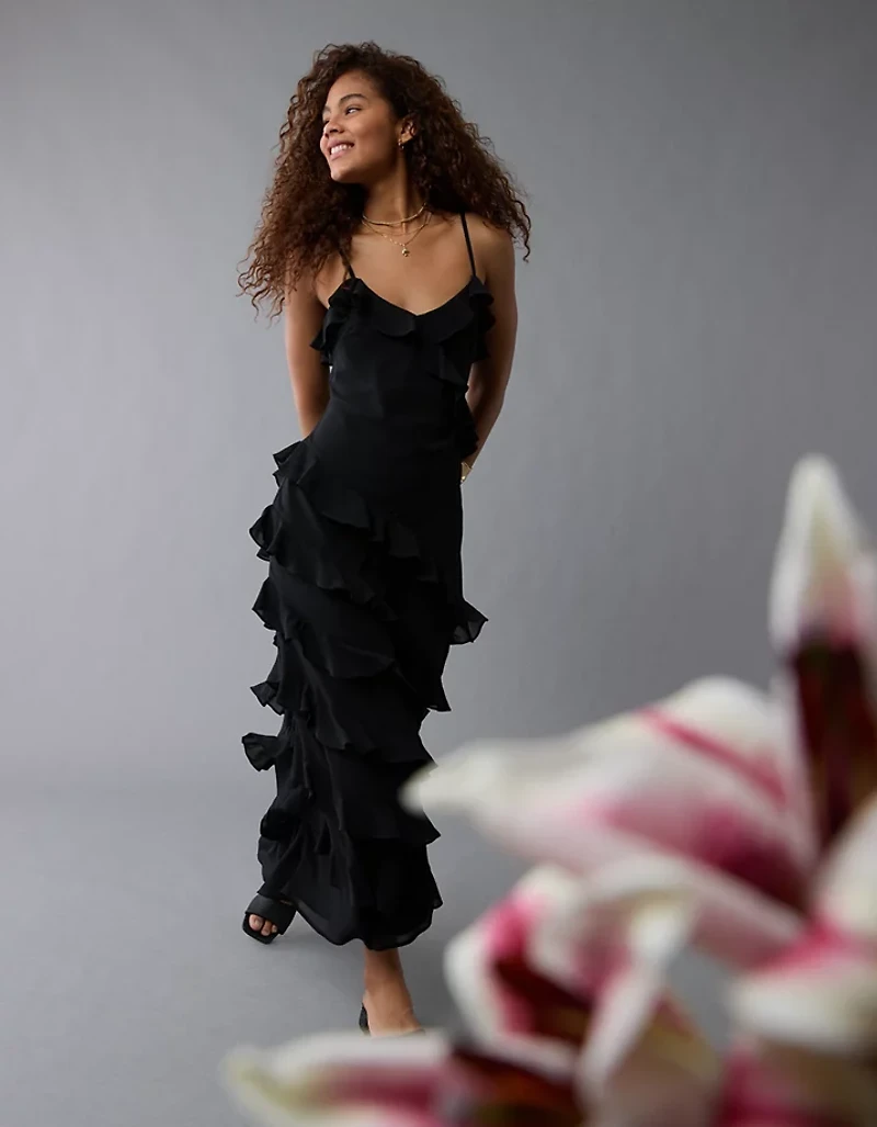 AE Ruffle Maxi Slip Dress