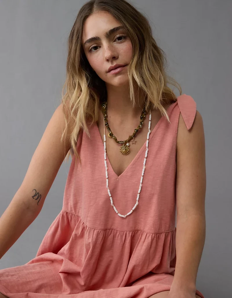 AE Sunchaser Knit Tie Shoulder Mini Dress