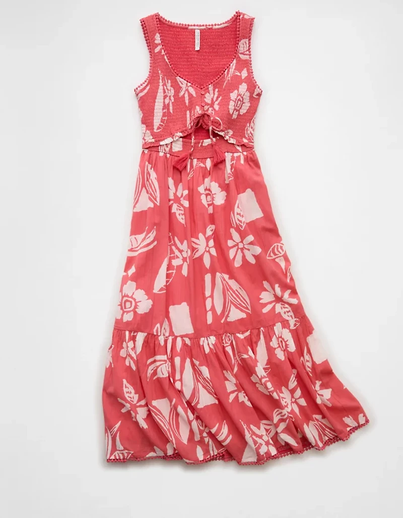 AE V-Neck Cut-Out Midi Dress