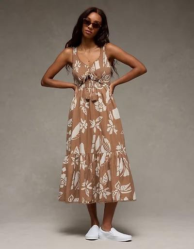 AE V-Neck Cut-Out Midi Dress