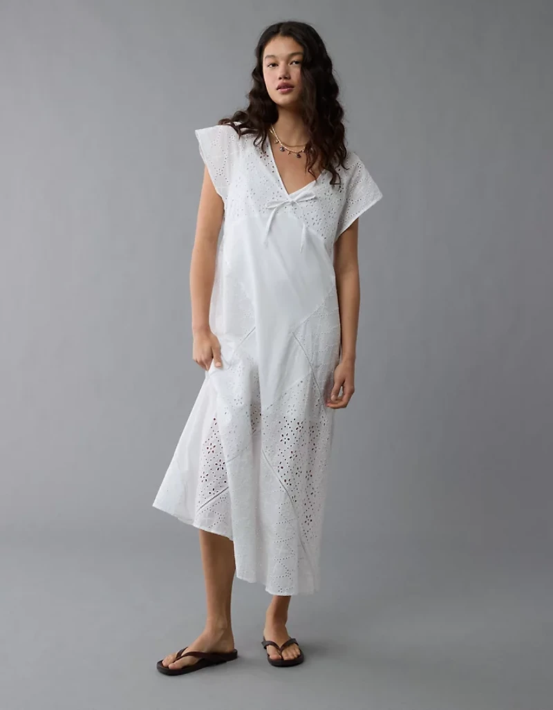 AE Flutter Sleeve Eyelet Maxi Dress