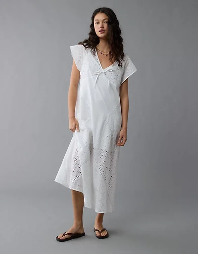 AE Flutter Sleeve Eyelet Maxi Dress