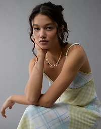 AE V-Neck Ruffle Midi Slip Dress