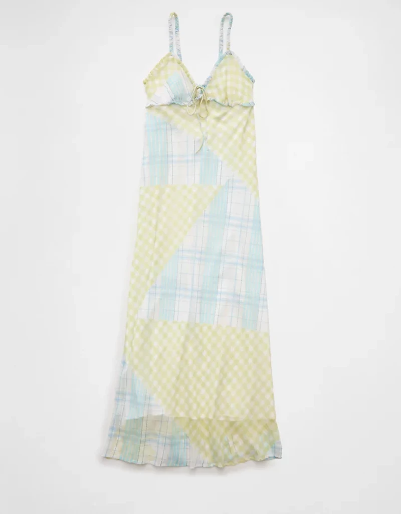 Robe à bretelles mi-longue avec encolure en V et volants AE
