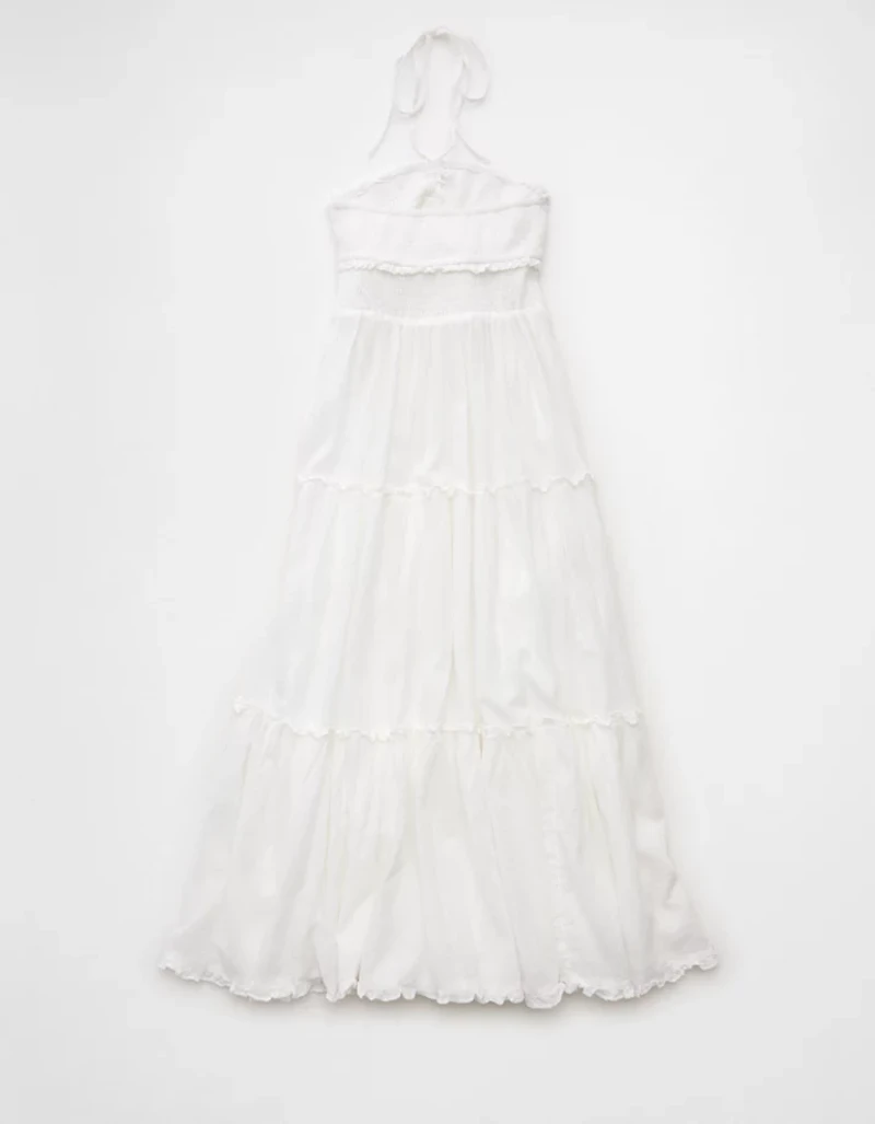 Robe mi-longue bain-de-soleil avec découpe à smocks AE
