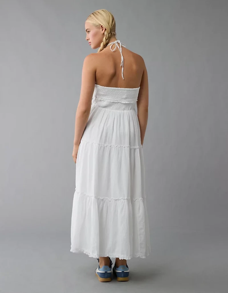 Robe mi-longue bain-de-soleil avec découpe à smocks AE