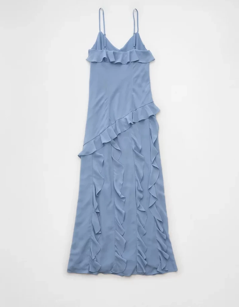 Robe longue à enfiler asymétrique volants AE