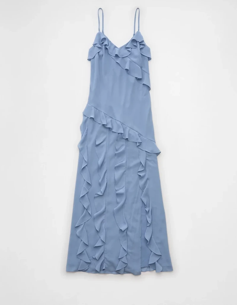 Robe longue à enfiler asymétrique volants AE