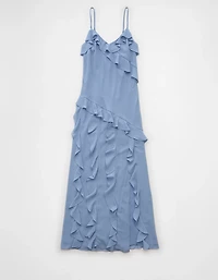 Robe longue à enfiler asymétrique volants AE