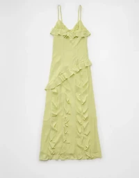 AE Asymmetrical Ruffle Maxi Slip Dress