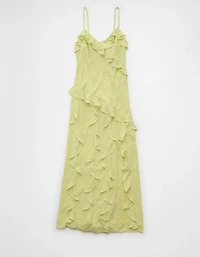 AE Asymmetrical Ruffle Maxi Slip Dress