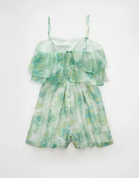 AE Strapless Organza Ruffle Romper