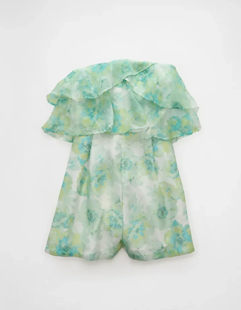 AE Strapless Organza Ruffle Romper