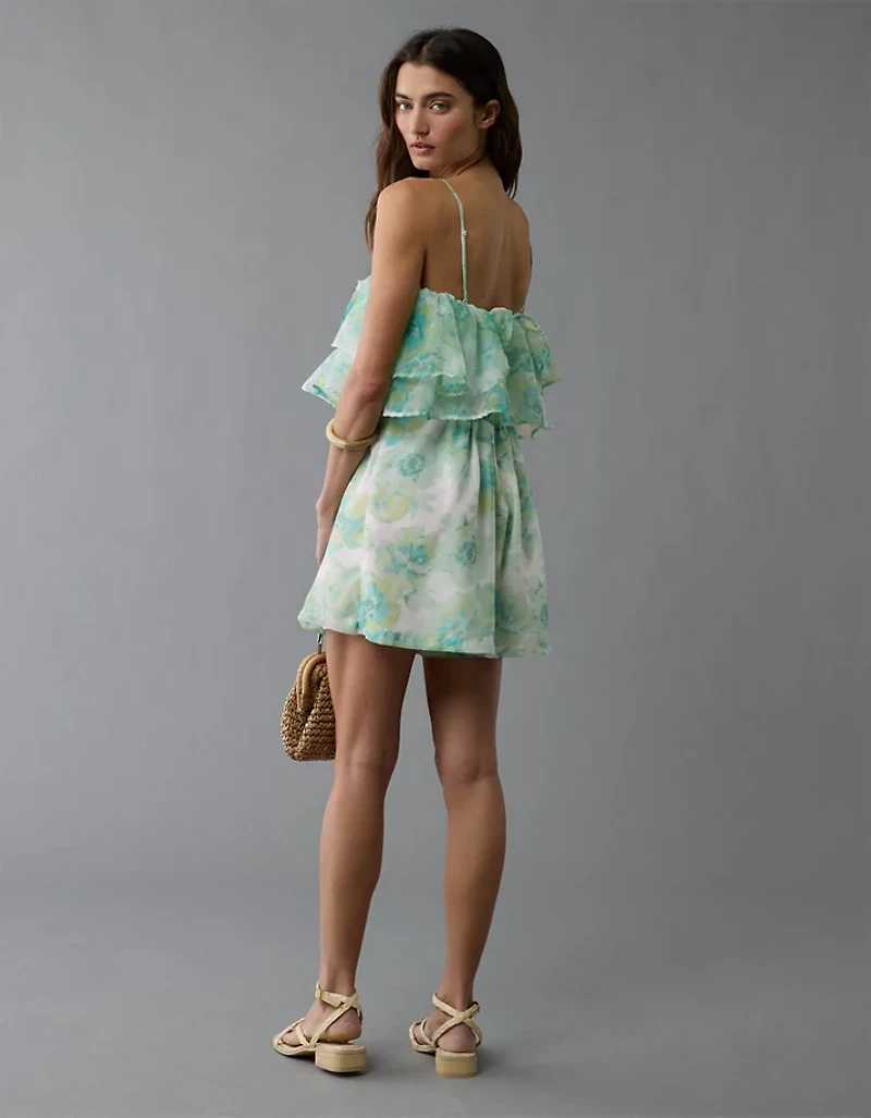 AE Strapless Organza Ruffle Romper