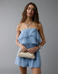 AE Strapless Organza Ruffle Romper
