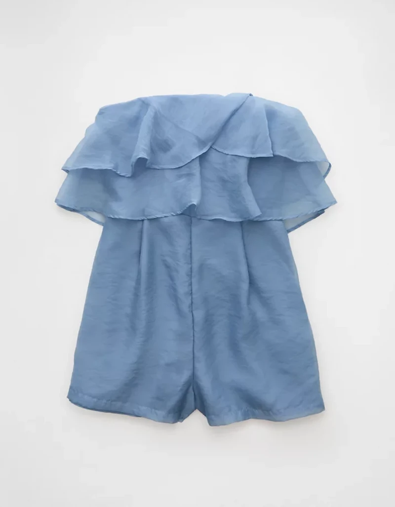 AE Strapless Organza Ruffle Romper