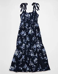 Robe mi-longue à fleurs de style corset avec bretelles nouées AE