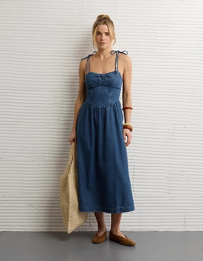 AE Sweetheart Tie-Strap Midi Dress