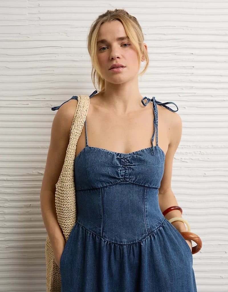 AE Sweetheart Tie-Strap Midi Dress