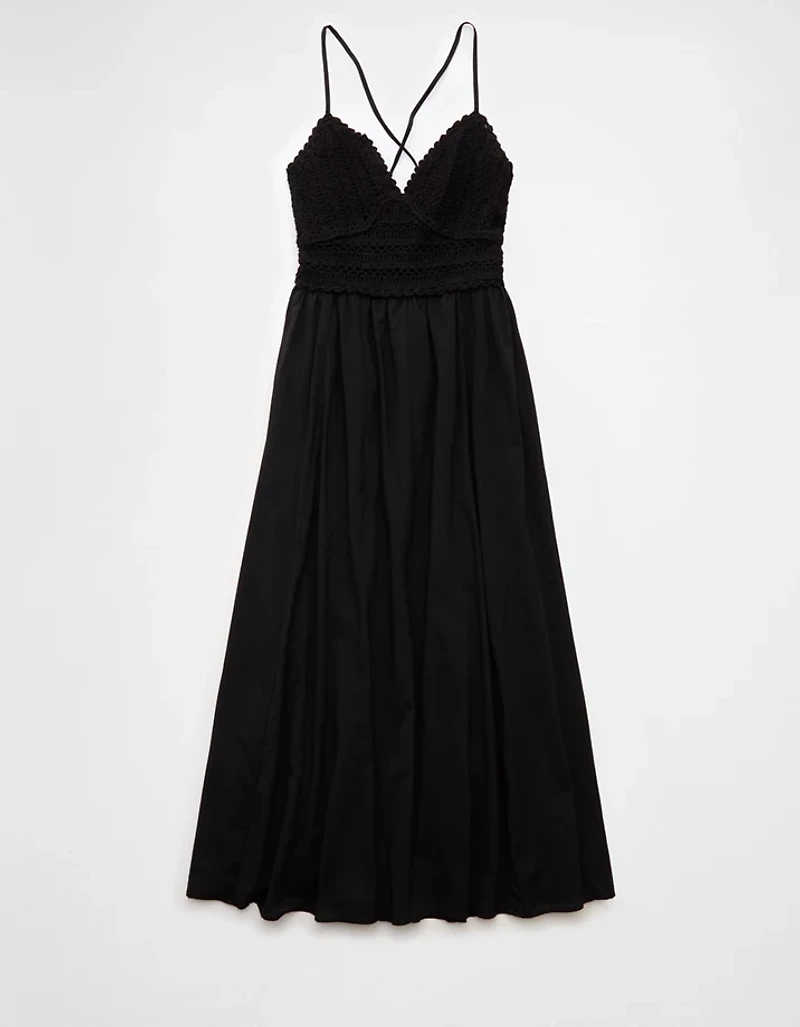 AE V-Neck Crochet Midi Dress