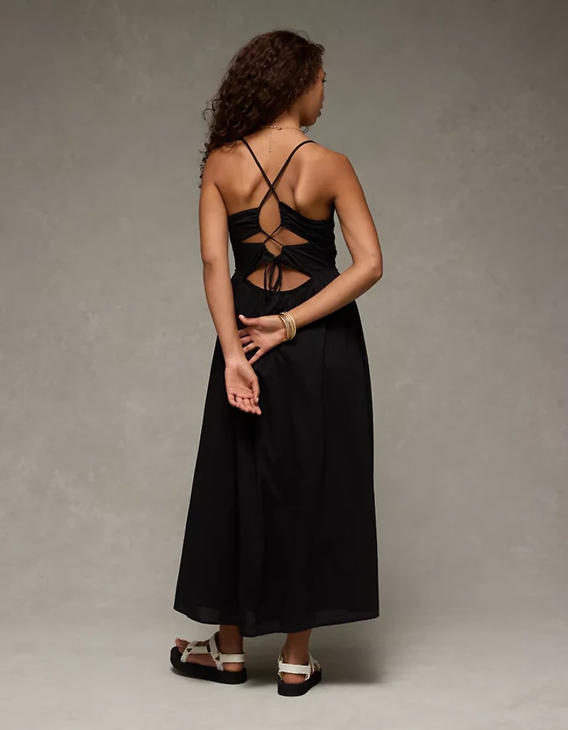 AE V-Neck Crochet Midi Dress