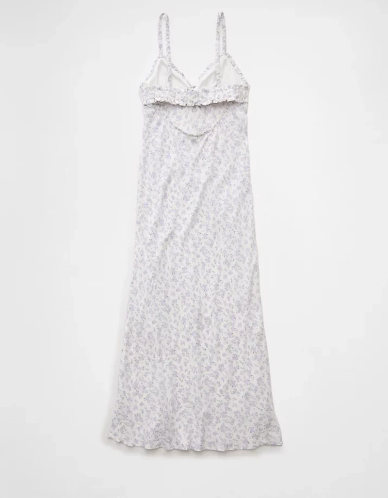 Robe à bretelles mi-longue avec encolure en V et volants AE