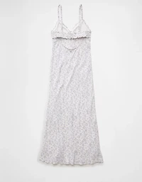 Robe à bretelles mi-longue avec encolure en V et volants AE