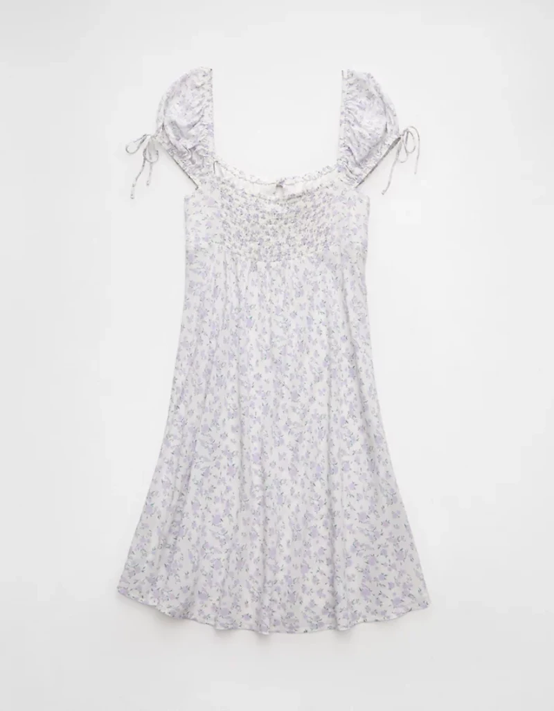 Minirobe à manches capes motif floral AE
