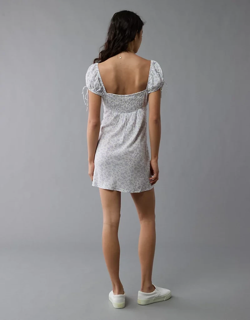 Minirobe à manches capes motif floral AE