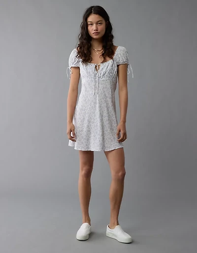 Minirobe à manches capes motif floral AE