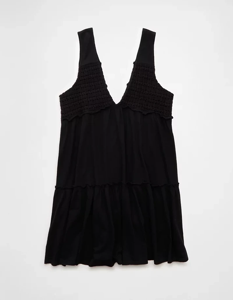 AE Sunchaser Knit V-Neck Crochet Mini Dress