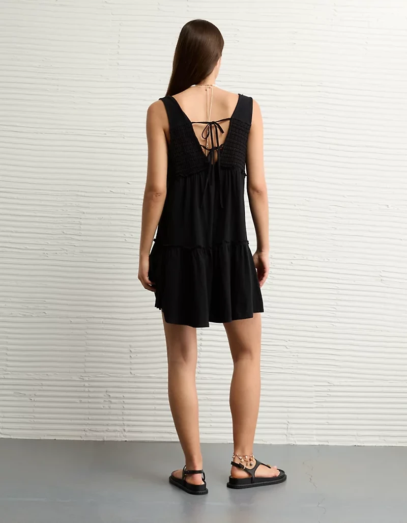 AE Sunchaser Knit V-Neck Crochet Mini Dress