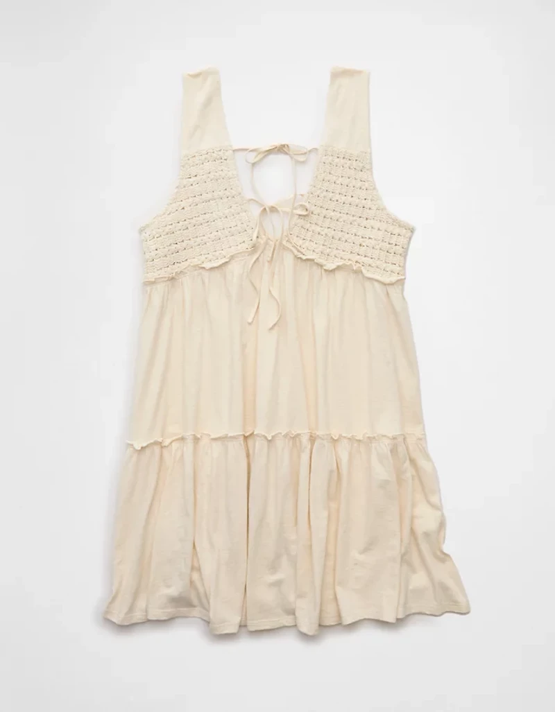 AE Sunchaser Knit V-Neck Crochet Mini Dress