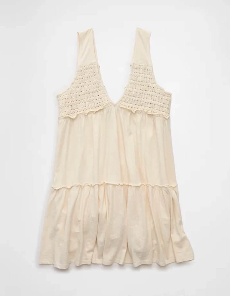 AE Sunchaser Knit V-Neck Crochet Mini Dress