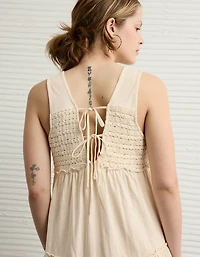 AE Sunchaser Knit V-Neck Crochet Mini Dress