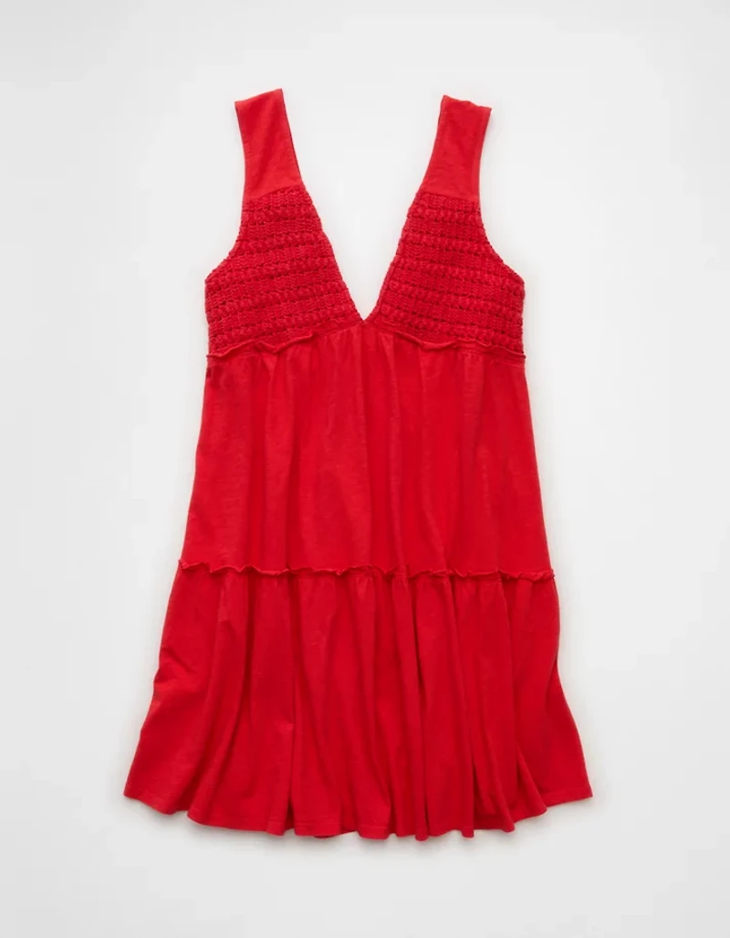 Minirobe au crochet en tricot à encolure V Vive le soleil AE