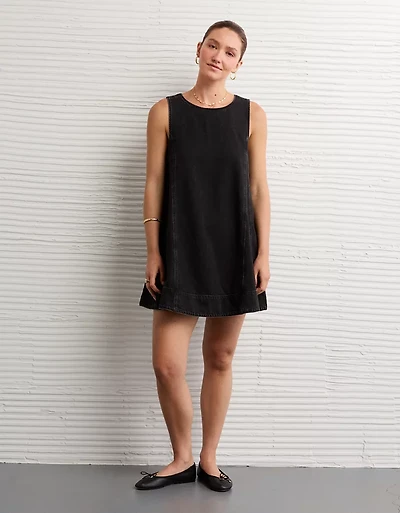 AE High Neck Denim Shift Dress
