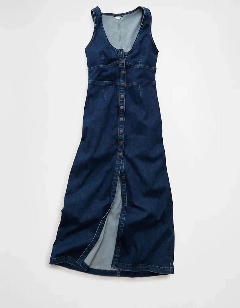 AE V-Neck Denim Maxi Dress