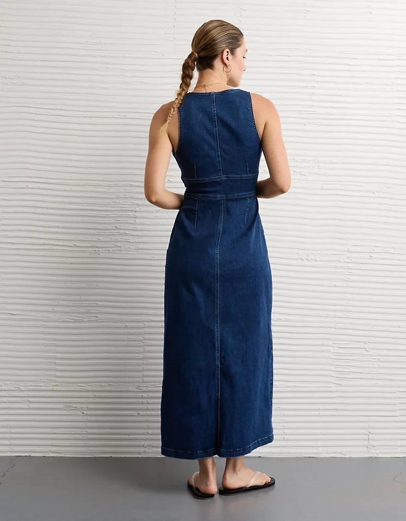 AE V-Neck Denim Maxi Dress