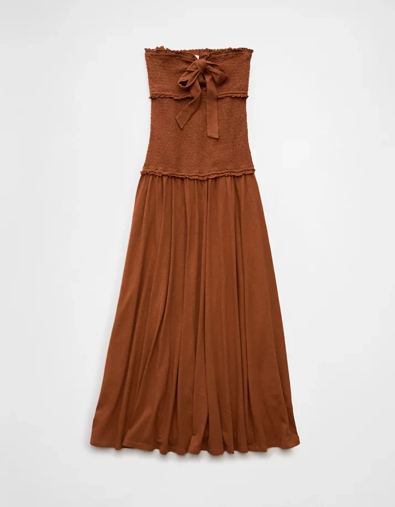 AE Sunchaser Knit Smocked Drop Waist Midi Dress