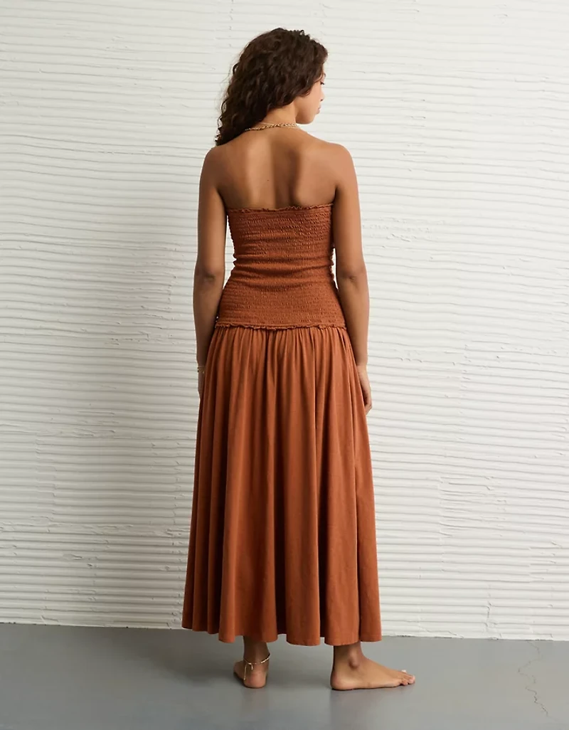 AE Sunchaser Knit Smocked Drop Waist Midi Dress