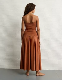 AE Sunchaser Knit Smocked Drop Waist Midi Dress